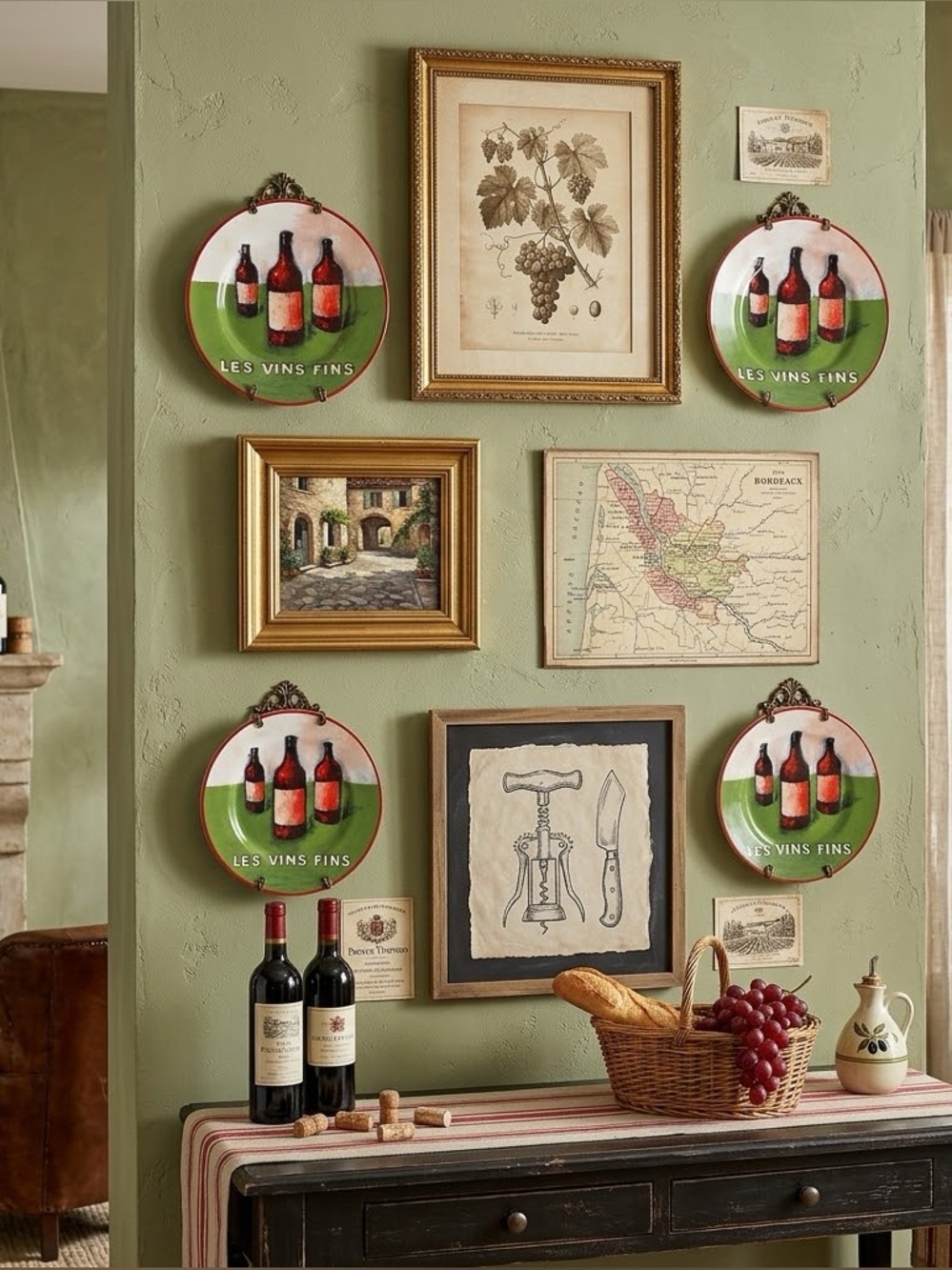 Vintage Danica "Les Vins Fins" Set of 4 Cocktail Hors d’Oeuvres Plates with Orig